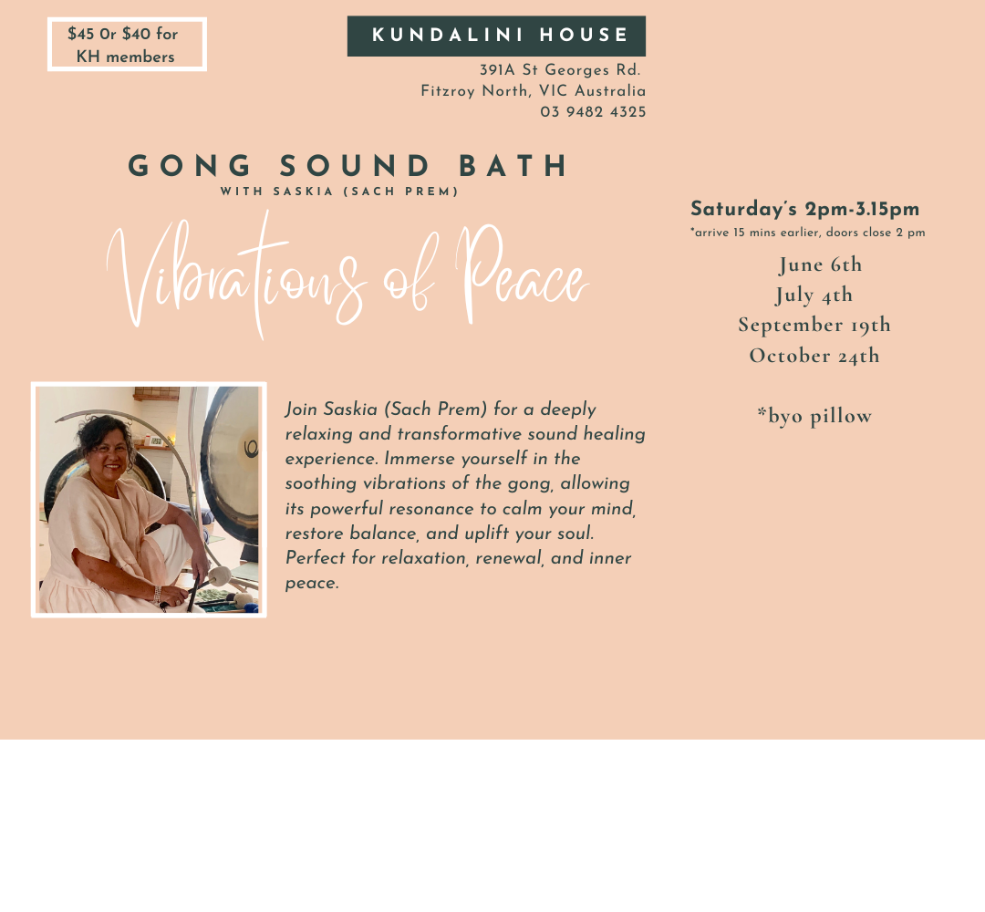 Gong sound bath and sound healing meditation at Kundalini House North Fitzroy Melbourne