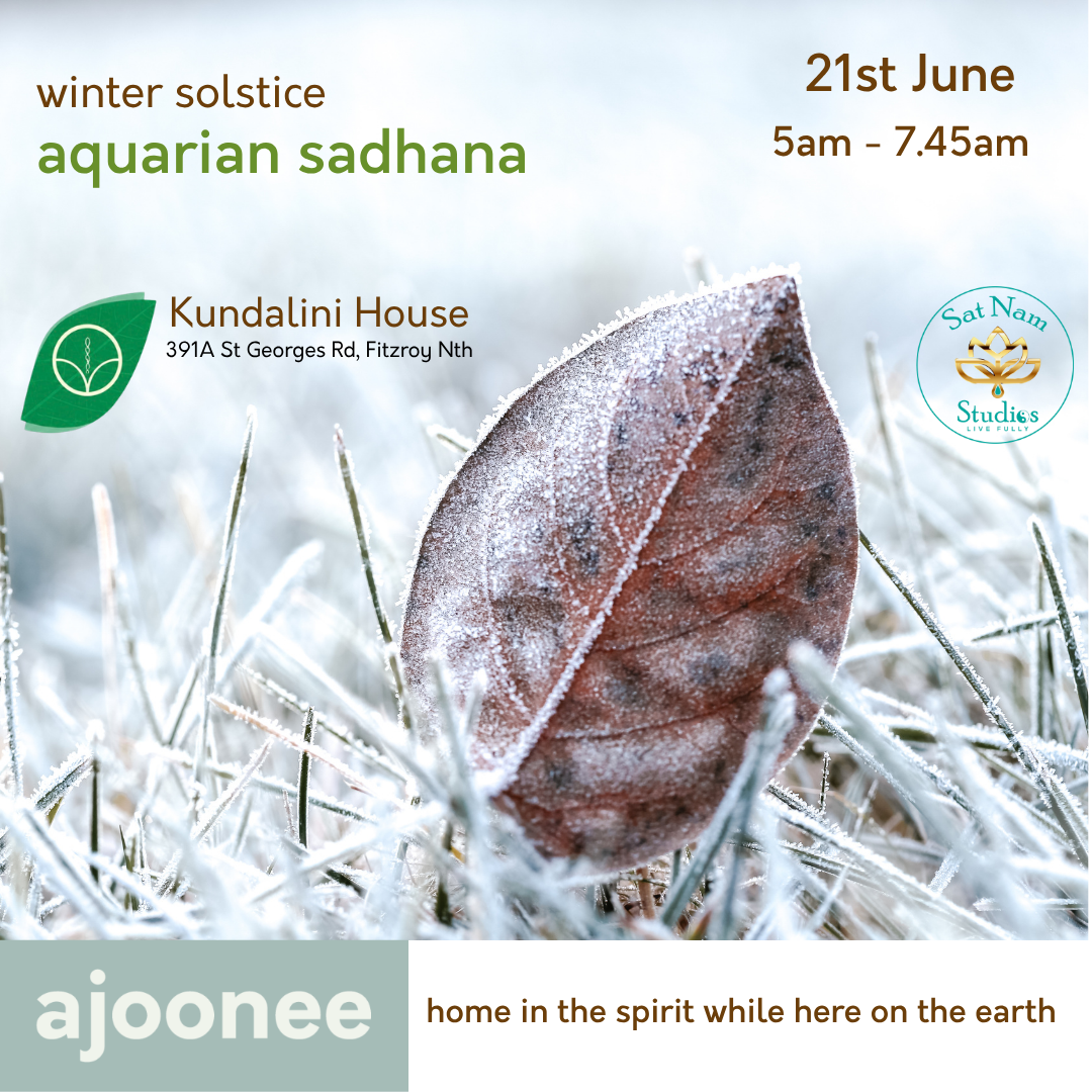 Winter Solstice Kundalini Yoga Aquarian Sadhana with mantra and meditation at Kundalini House Melbourne