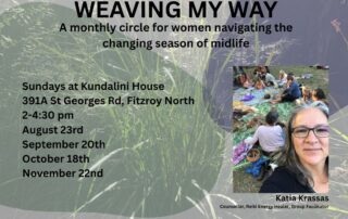 Women gathering in a supportive midlife circle at Kundalini House Fitzroy North, exploring connection, creativity and wellbeing through shared reflection.